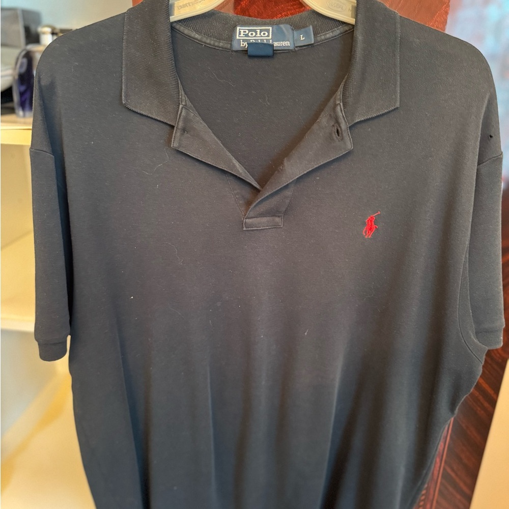 Ralph Lauren Men's Polo Shirt in Black with Red Logo